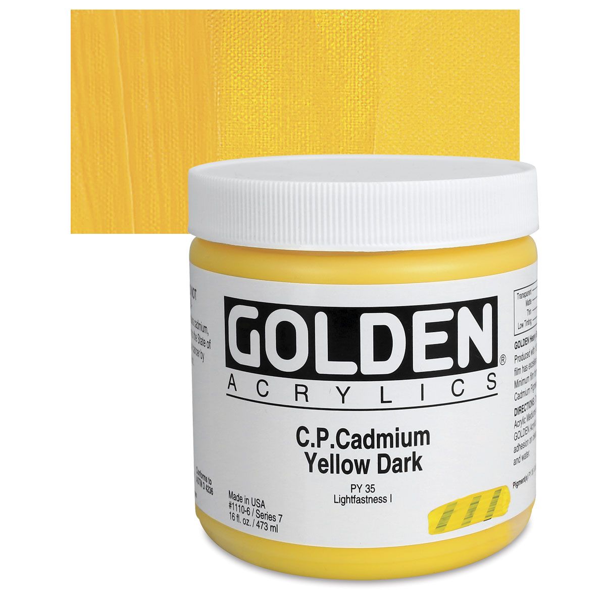 Golden Heavy Body Acrylic Paint, Cadmium Yellow Medium 4 oz jar