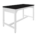 Diversified Spaces Fab-Lab Workbench - High Pressure Laminate Black Top, White Frame, 72" x 30"
