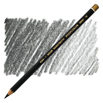 Open in modal - Koh-I-Noor Polycolor Dry Color Drawing Pencil - Black 36, swatch and pencil
