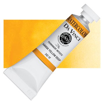 Open in modal - Da Vinci Artists' Permanent Watercolor - Hansa Yellow Deep, 15 ml tube and swatch