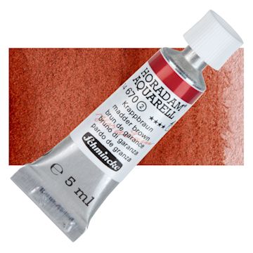 Open in modal - Schmincke Horadam Aquarell Watercolor - Madder Brown, 5 ml tube and swatch