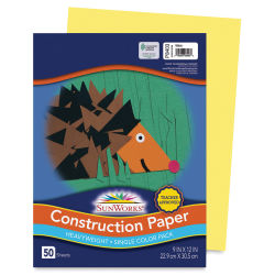 Pacon Sunworks Construction Paper - Yellow, 9" x 12", Pkg of 50 Sheets