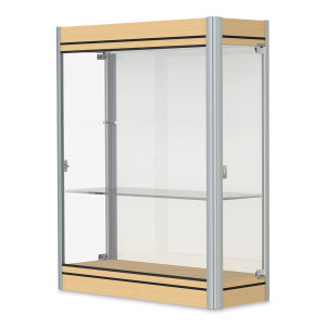 Waddell Contempo Series Display Case - White, Light Maple Base with Satin Frame, Wall