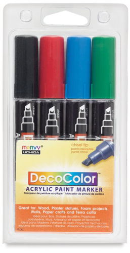 Decocolor Acrylic Paint Marker Set - Primary Colors, Set of 4