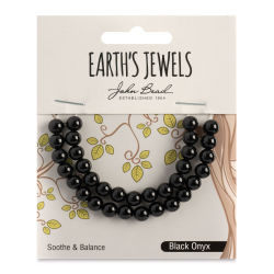 John Bead Semi-Precious Beads - Black Onyx, Round, 6 mm, 33 beads