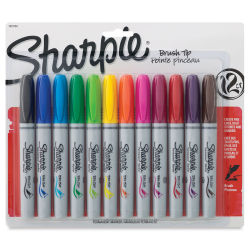 Sharpie Brush Tip Permanent Markers - Front of package of 12 pc set of Markers