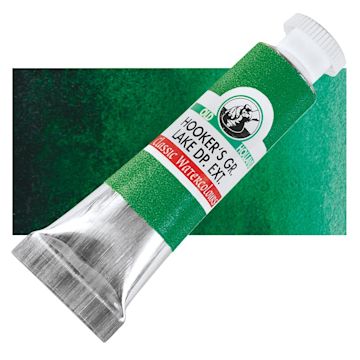 Open in modal - Old Holland Classic Artist Watercolor - Hooker's Green Lake Deep Extra, 6 ml tube and swatch