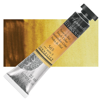 Sennelier French Artists' Watercolor - French Ochre, 21 ml, Tube with Swatch