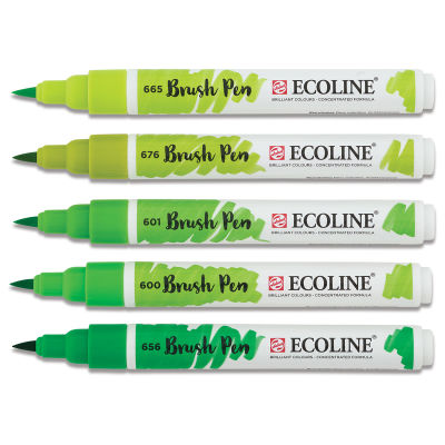 Royal Talens Ecoline Brush Pen Marker Set- 5 Green Hues