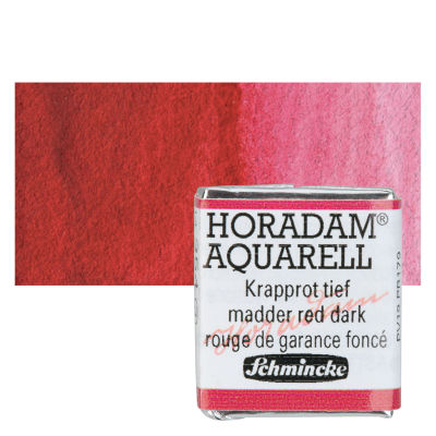 Schmincke Horadam Aquarell Artist Watercolor - Madder Red Dark, Half Pan with Swatch