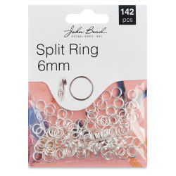John Bead Must Have Findings Split Rings - Package of 142, Silver, 6 mm (In packaging)