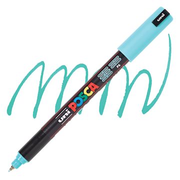 Open in modal - Posca Paint Marker - Aqua Green, X-Fine Tip, 0.7 mm - swatch and marker