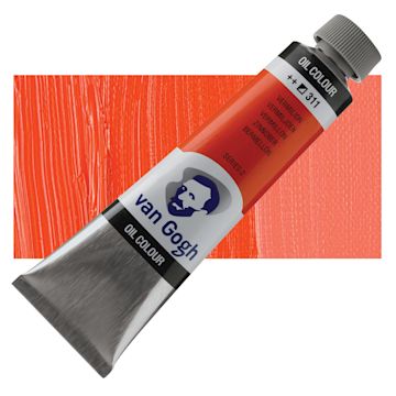 Open in modal - Van Gogh Oil Paint - Vermilion, 40 ml tube and swatch