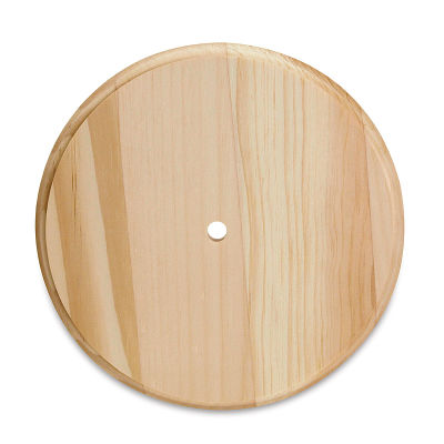 Walnut Hollow Pine Clock Surfaces - Unfinished 6 1/4" diameter surface with drilled hole shown

