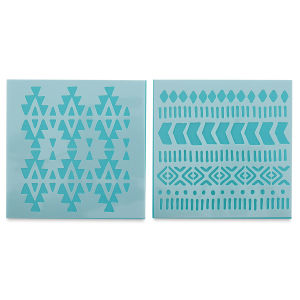 Plaid Fabric Creations Adhesive Stencil - Aztec, 2 Stencils, 6" x 6"