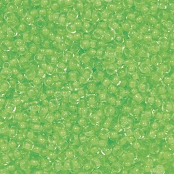 Open in modal - John Bead Czech Glass Seed Beads - Neon Green, Color Lined, 10/0 - close-up
