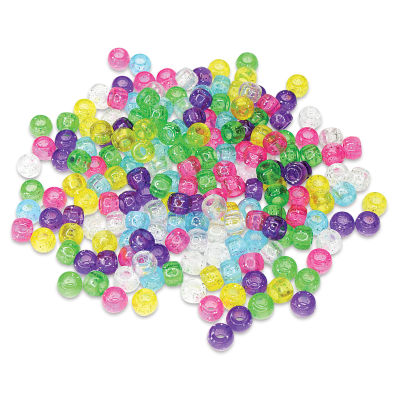 Craft Medley Barrel Pony Beads - Multicolor, Sparkle, Package of 175