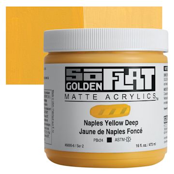 Open in modal - Golden SoFlat Matte Acrylic Paint - Naples Yellow Deep, 473 ml, Jar and swatch