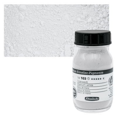 Schmincke Pigment - Titanium White, 100 ml Jar with swatch