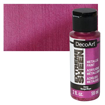 Open in modal - DecoArt Extreme Sheen Metallic Acrylic Paint - Berry, 2 oz bottle and swatch