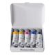 Maimeri Blu Artist Watercolor - Introduction Set of 5, Assorted Colors, 12 ml Tubes (Tubes in packaging, Box lid open)
