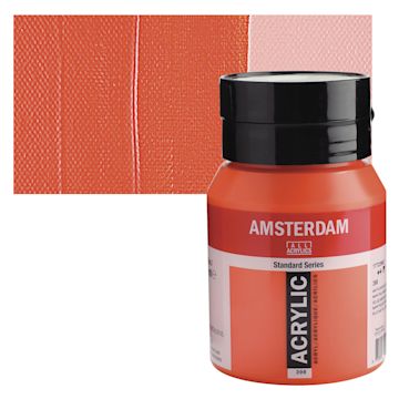Open in modal - Amsterdam Standard Series Acrylic - Naphthol Red Light, 500 ml bottle and swatch