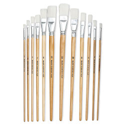 Blick Essentials Value Brush Set - Flat Brushes, White Nylon, Set of 12