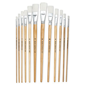 Blick Essentials Value Brush Set - Flat Brushes, White Nylon, Set of 12
