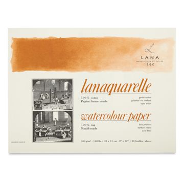 Open in modal - Lanaquarelle Watercolor Block - 9" x 12", Hot Press, 20 Sheets - front