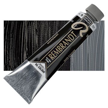 Open in modal - Rembrandt Artists' Oil Color - Ivory Black, 40 ml tube and swatch