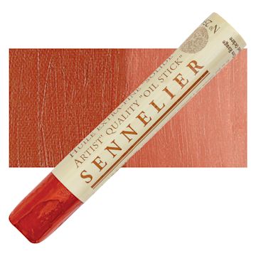 Open in modal - Sennelier Artists' Oil Stick - Red Ochre 38 ml stick and swatch