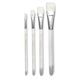 Blick Scholastic Wonder White Synthetic Brushes - Flat Foot Set of 4, Short Handles. Brushes in row.