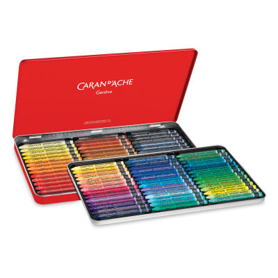 Caran d'Ache Neocolor II Aquarelle Artists' Pastel Set - Assorted Colors, Set of 84. Package open.