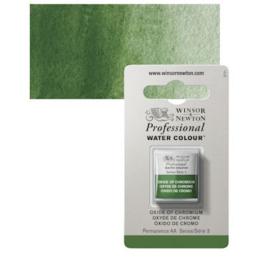 Open in modal - Winsor & Newton Professional Watercolor - Oxide of Chromium, Half Pan and swatch