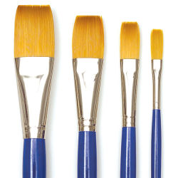 Blick Scholastic Short Handle Golden Taklon Brush- One stroke, Set of 4