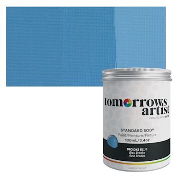 Open in modal - Tomorrow's Artist Eco-Friendly Standard Body Acrylic Paint - Brooks Blue, 100 ml jar and swatch