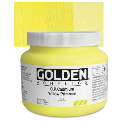 Golden Heavy Body Artist Acrylics - Cadmium Yellow Primrose, 32 oz Jar