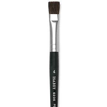Open in modal - Isabey Siberian Blue Squirrel Brush -  Flat, Short Handle, Size 4