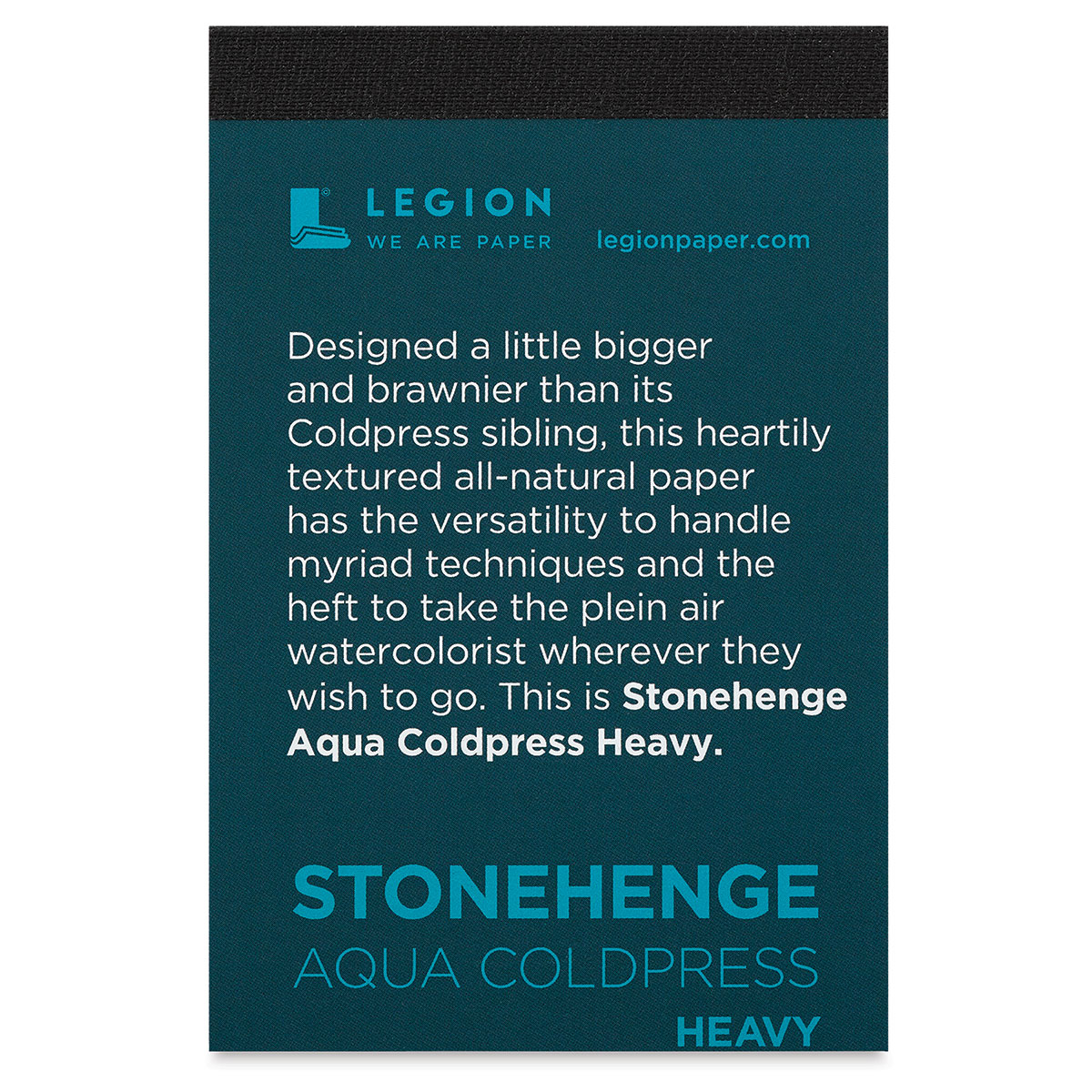 Legion Stonehenge Aqua Black Watercolor Paper Pad - 9 inch x 12 inch, Hot Press, 15 Sheets