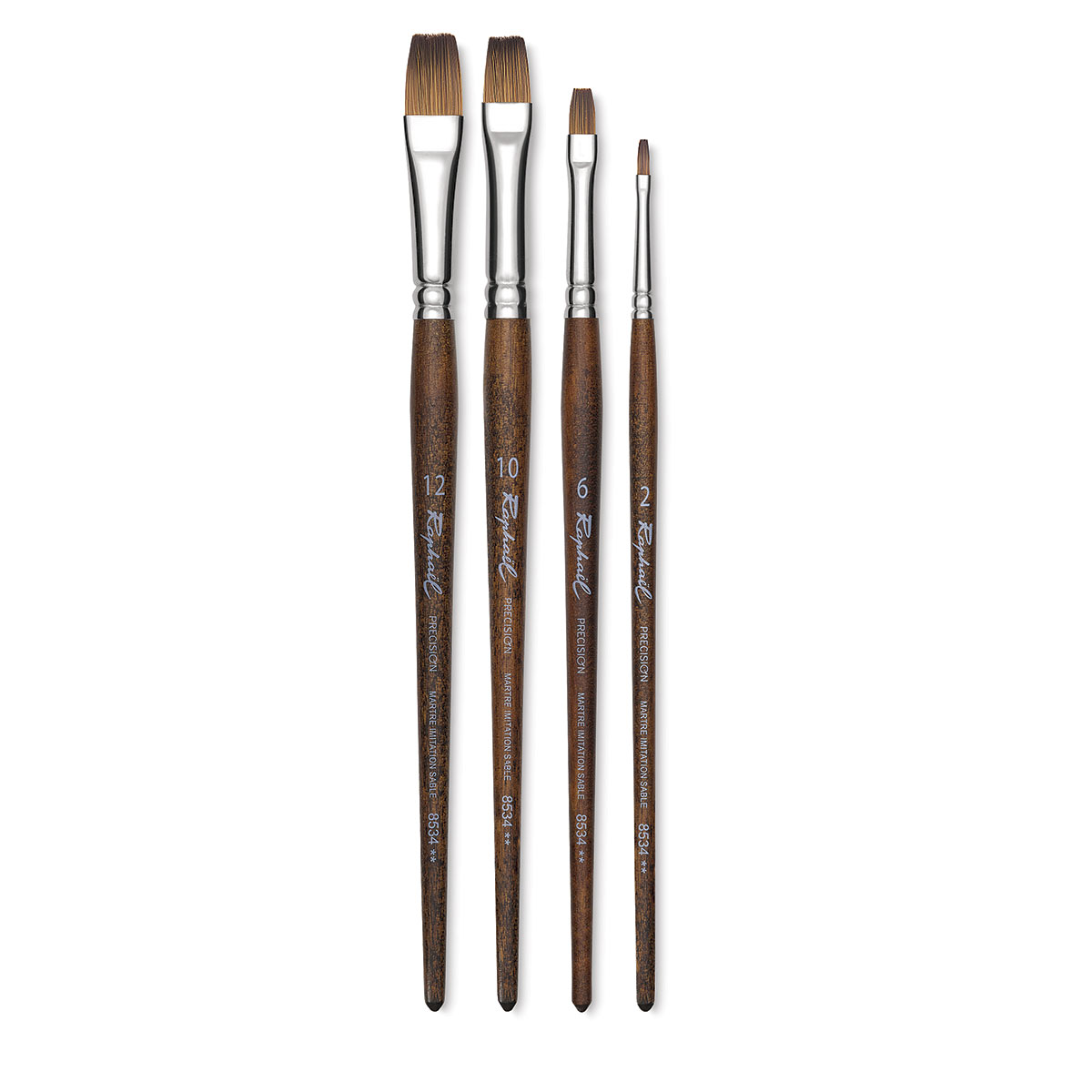 2 Natural Flat Raphael Precision 8534 Short Handle Brush