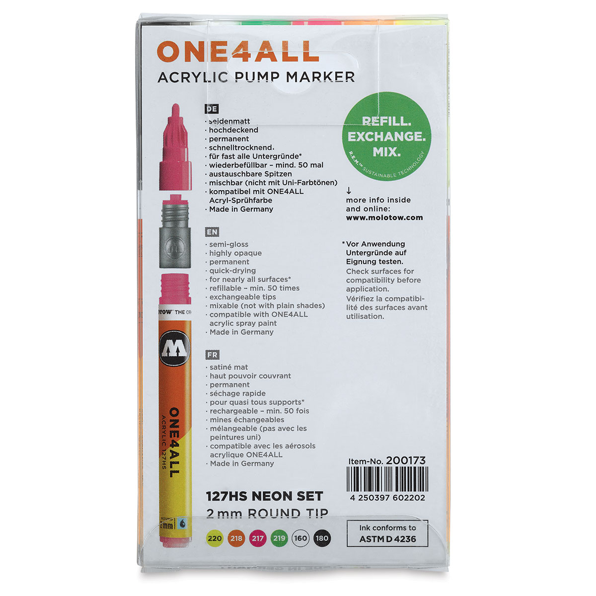 Molotow ONE4ALL Paint Marker Neon 2mm 6-color Set