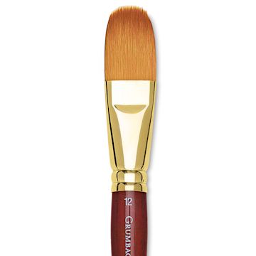 Open in modal - Grumbacher Goldenedge Brush - Filbert, Short Handle, Size 12 close up