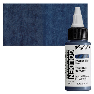 Golden High Flow Acrylics - Prussian Blue Hue, 1 oz bottle with swatch