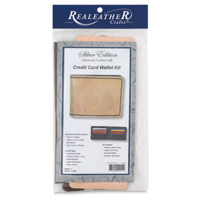 Realeather Leather Credit Card Wallet Kit - Front of Kit package shown
