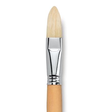 Open in modal - Escoda Clasico Chungking White Bristle Brush - Long Filbert, Long Handle, Size 20 close up