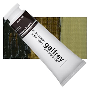 Open in modal - Gaffrey Art Material Standard Body Acrylic Paint - Vandyke Brown, 200 ml tube and swatch