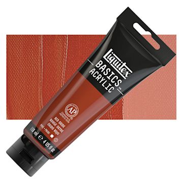 Open in modal - Liquitex Basics Acrylic Paint - Red Oxide, 4 oz tube and swatch