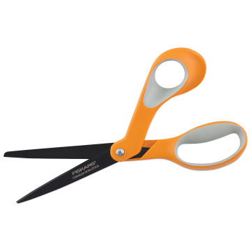 Fiskars Premier Softgrip Titanium Non-Stick Scissors - Shown horizontally with blades open