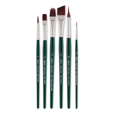 Silver Brush Ruby Satin Synthetic Brushes - Starter, Set of 6, Short Handle