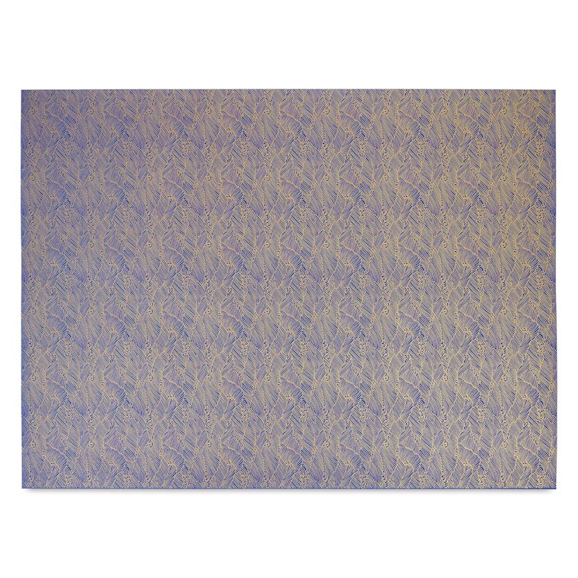 Aitoh Japanese Decorative Paper Waves, Blue/Gold, 25" x 19" BLICK